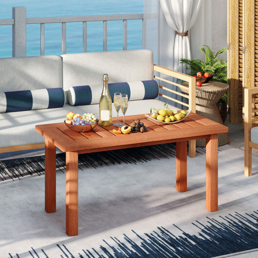 Patio Coffee Table with Slatted Tabletop for Deck  Poolside W2B