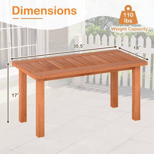 Patio Coffee Table with Slatted Tabletop for Deck  Poolside W2B