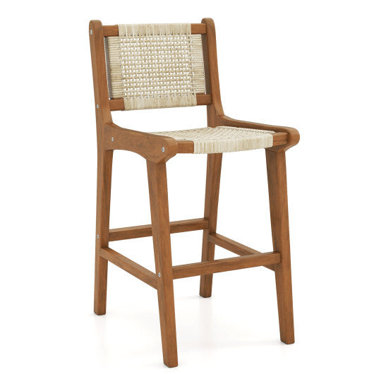 Outdoor Counter Height Bar Stool with Teak Wood Frame