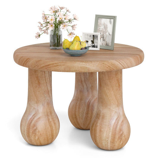 24" Small Solid Mahogany Wood Coffee Table with Thickened Top and Column Legs W2B