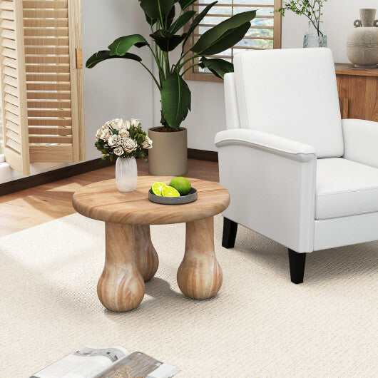 24" Small Solid Mahogany Wood Coffee Table with Thickened Top and Column Legs W2B