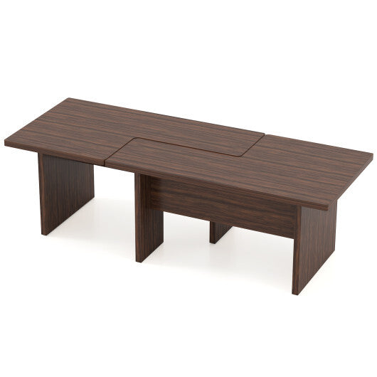 Modular Coffee Table Set of 2 L Shaped Center Tables for Small Space-Walnut