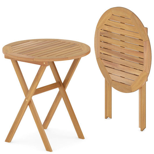 Outdoor Side Table with Slatted Tabletop and X-Shaped Structure W2B