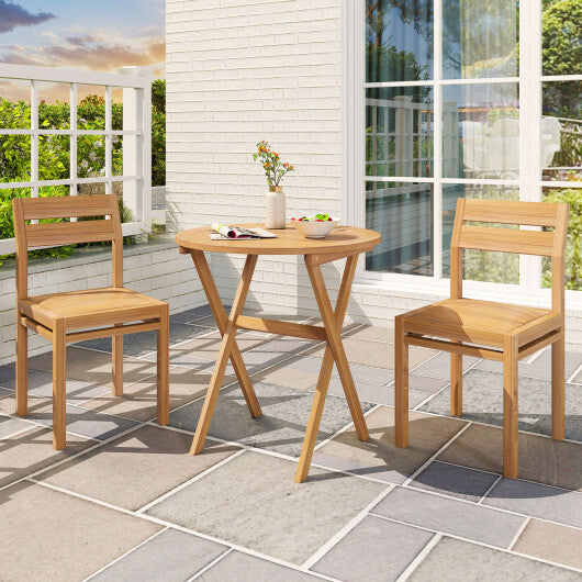 Outdoor Side Table with Slatted Tabletop and X-Shaped Structure W2B