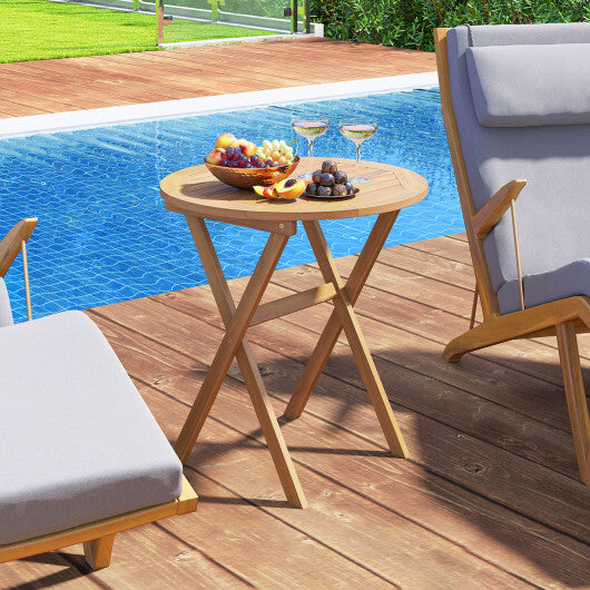 Outdoor Side Table with Slatted Tabletop and X-Shaped Structure W2B