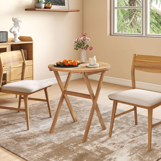 Outdoor Side Table with Slatted Tabletop and X-Shaped Structure W2B