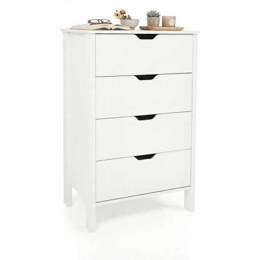 4-Drawer Dresser Wooden Nightstand with Anti-Tipping Kits-White W2B