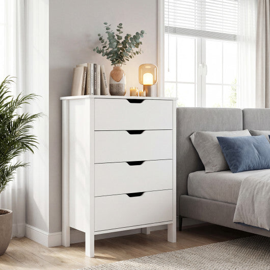 4-Drawer Dresser Wooden Nightstand with Anti-Tipping Kits-White W2B