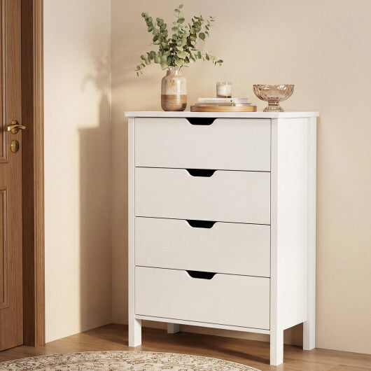 4-Drawer Dresser Wooden Nightstand with Anti-Tipping Kits-White W2B