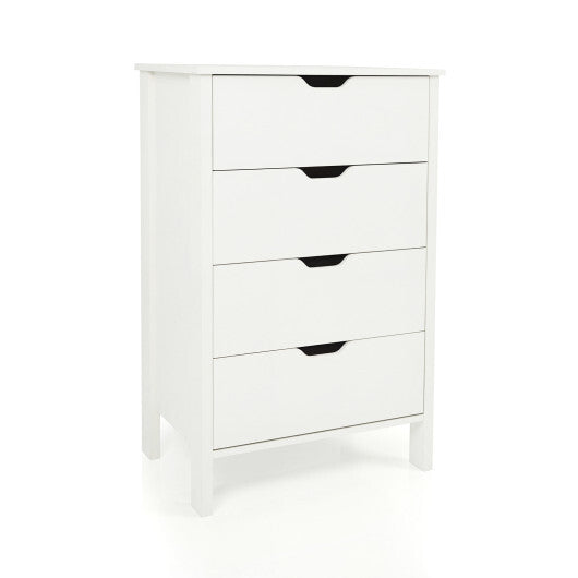 4-Drawer Dresser Wooden Nightstand with Anti-Tipping Kits-White W2B