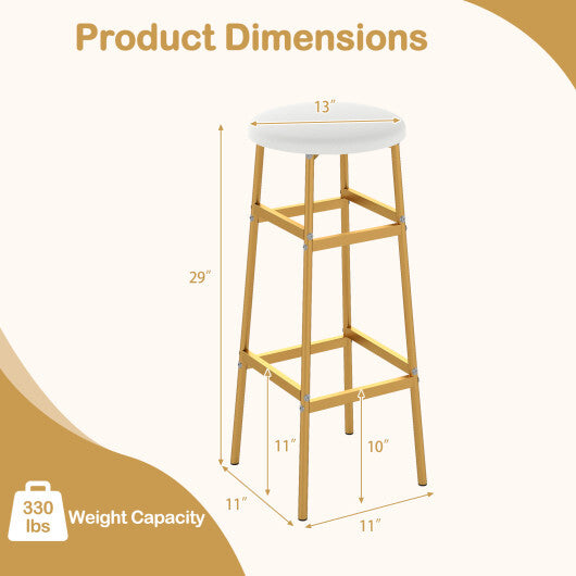 Bar Stools Set of 2 with Sturdy Metal Frame and Footrest-White W2B