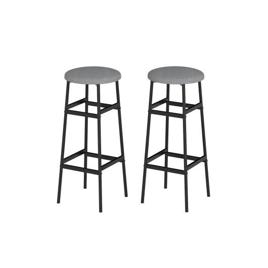 Bar Stools Set of 2 with Sturdy Metal Frame and Footrest-White W2B