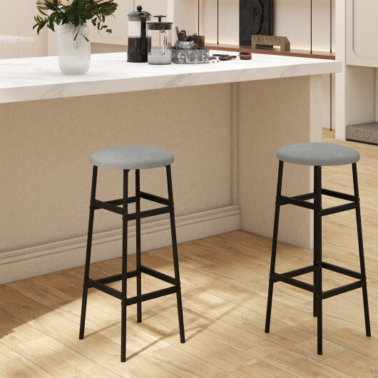 Bar Stools Set of 2 with Sturdy Metal Frame and Footrest-White W2B