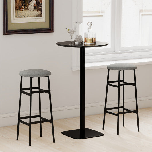 Bar Stools Set of 2 with Sturdy Metal Frame and Footrest-White W2B