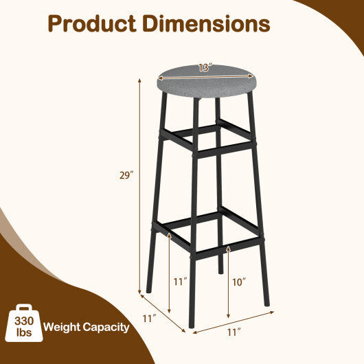 Bar Stools Set of 2 with Sturdy Metal Frame and Footrest-White W2B
