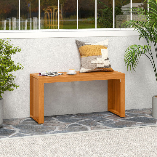 36 Inch Patio Bench All-Slat Acacia Wood Loveseat W2B