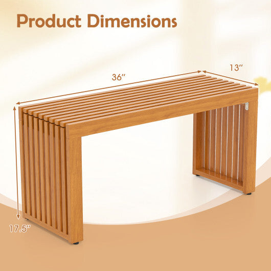36 Inch Patio Bench All-Slat Acacia Wood Loveseat W2B