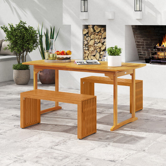 36 Inch Patio Bench All-Slat Acacia Wood Loveseat W2B