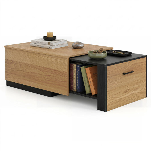 Extendable Coffee table with Concealed Storage Compartment-Natural W2B
