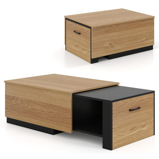 Extendable Coffee table with Concealed Storage Compartment-Natural W2B