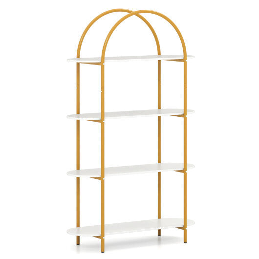 4-Tier Open Bookcase with Sturdy Metal Frame for Living Room-WH
