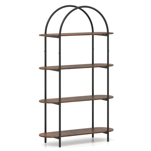 4-Tier Open Bookcase with Sturdy Metal Frame for Living Room-WH