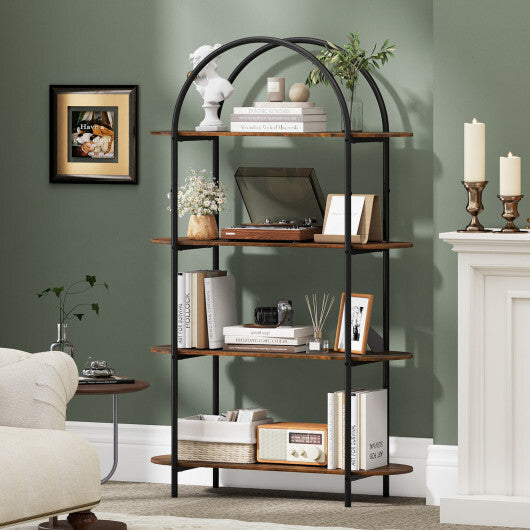 4-Tier Open Bookcase with Sturdy Metal Frame for Living Room-WH