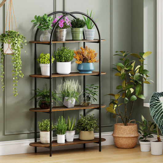 4-Tier Open Bookcase with Sturdy Metal Frame for Living Room-WH