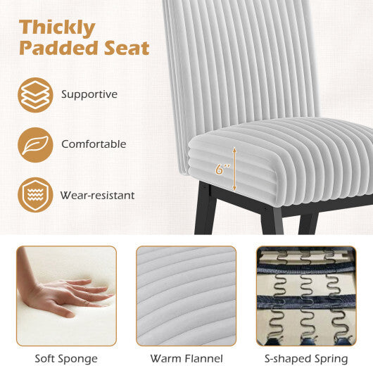 Dining Chairs Set of 2 Fabric Upholstered Kitchen Chairs with Padded Seatand Rubber Wood Legs-Grey