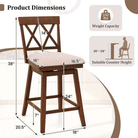 29 Inch Counter Height Barstools with Backrest and Upholstered Seat Cushion for Kitchen Dining Room-29 Inch W2B
