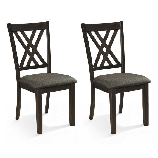 Linen Fabric Upholstered Wooden Dining Chair Set of 2 with Rubber Wood Frame for Dining Room-Natural