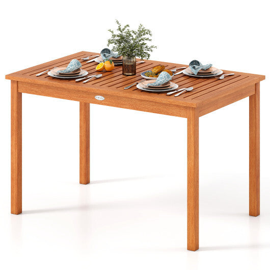 Outdoor Dining Table for 4-6 People 48 Inches Wood Rectangular Patio Table