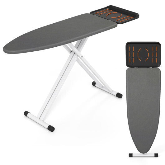 7 Adjustable Height Foldable Full Size Ironing Board with Iron Rest and Heat-resistant Surface W2B