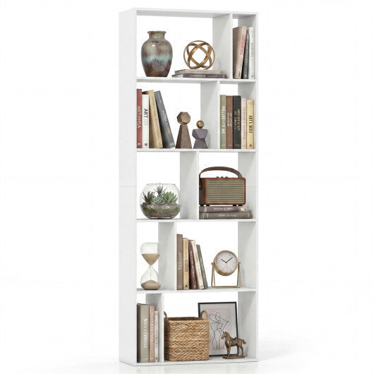 5-Tier Modern Bookshelf with Open Back and 2 Anti-Tipping Kits-White W2B