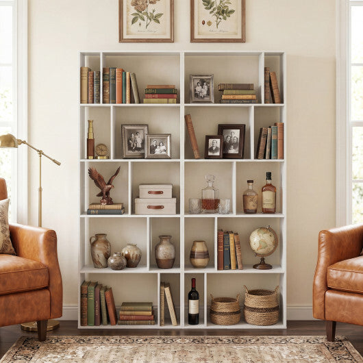 5-Tier Modern Bookshelf with Open Back and 2 Anti-Tipping Kits-White W2B