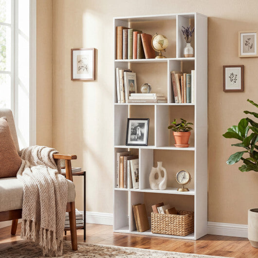 5-Tier Modern Bookshelf with Open Back and 2 Anti-Tipping Kits-White W2B