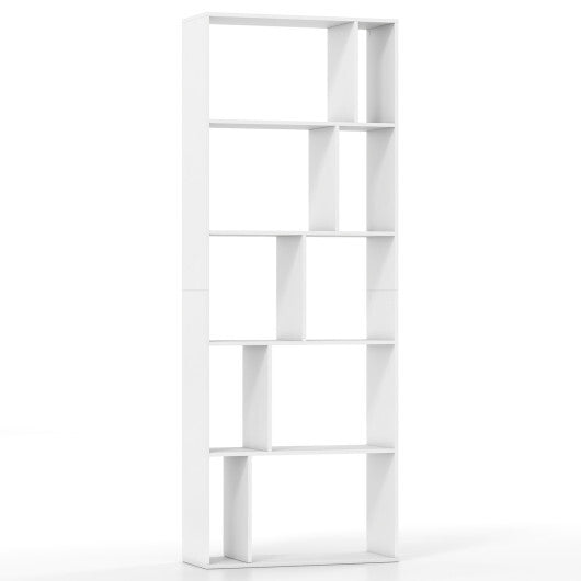 5-Tier Modern Bookshelf with Open Back and 2 Anti-Tipping Kits-White W2B