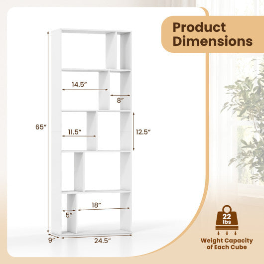 5-Tier Modern Bookshelf with Open Back and 2 Anti-Tipping Kits-White W2B