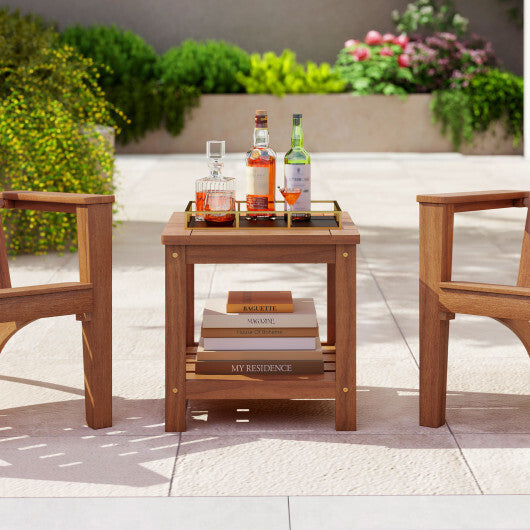 2-Tier Outdoor Side Table with Storage Shelf for Patio W2B
