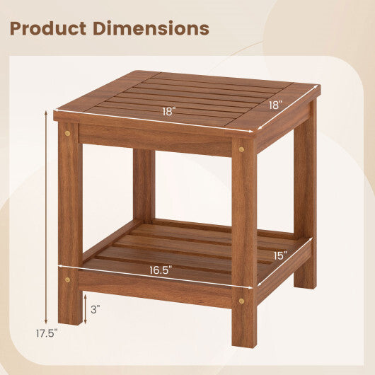 2-Tier Outdoor Side Table with Storage Shelf for Patio W2B