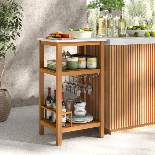 Patio Acacia Wood Storage Cabinet Patio Buffet Cabinet Bar Table W2B