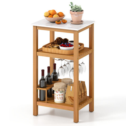 Patio Acacia Wood Storage Cabinet Patio Buffet Cabinet Bar Table W2B