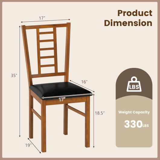 PU Leather Upholstered Wood Dining Chairs Set of 2-White