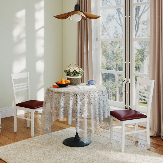 Wood Dining Chairs Set of 2 with Rubber Wood Frame-White