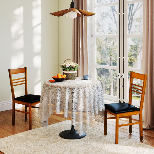 Wood Dining Chairs Set of 2 with Rubber Wood Frame-White