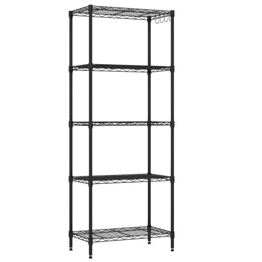 5-Tier Metal Storage Shelving Unit with V-Shaped Wire Rack and 750 LBS Capacity-Black W2B