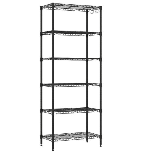 6-Tier Metal Storage Shelving Unit with V-Shaped Wire Rack and 900 LBS Capacity-Black