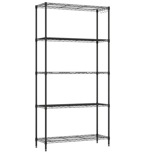 5-Tier Metal Storage Shelving Unit with V-Shaped Wire Rack and 1250 LBS Capacity-Black W2B