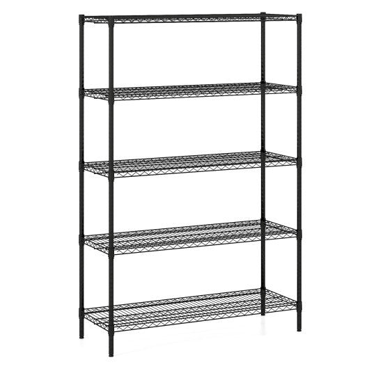 5-Tier Metal Storage Shelving Unit with V-Shaped Wire Rack-Black W2B