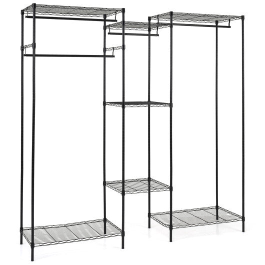 Convertible Clothes Organizer with L-shape and Horizontal Installation-Black W2B